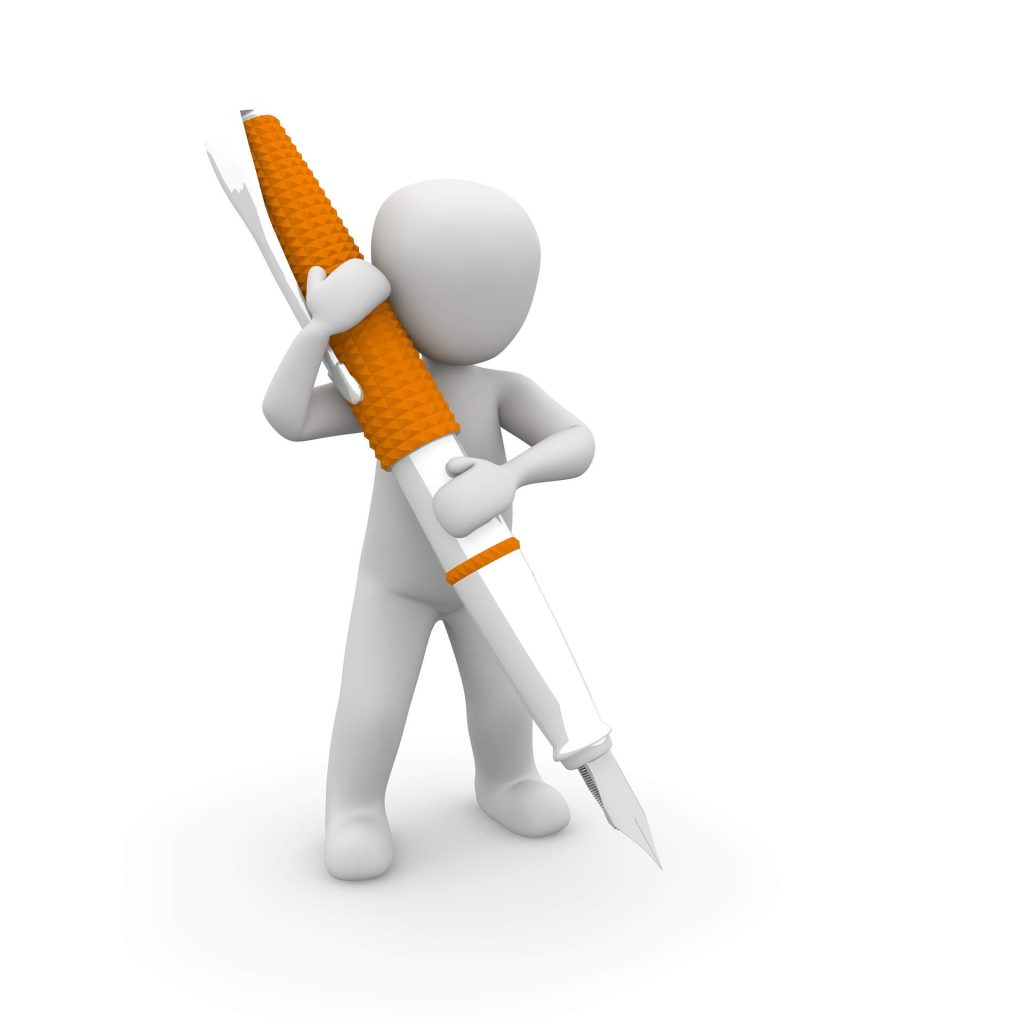 Student holding a huge pen